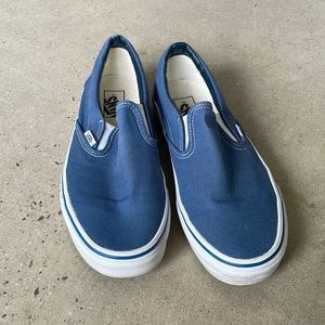 Blue Vans slip ons. Only worn a couple of times. Size 9.5